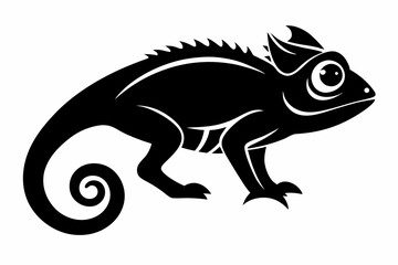 chameleon silhouette line art vector illustration