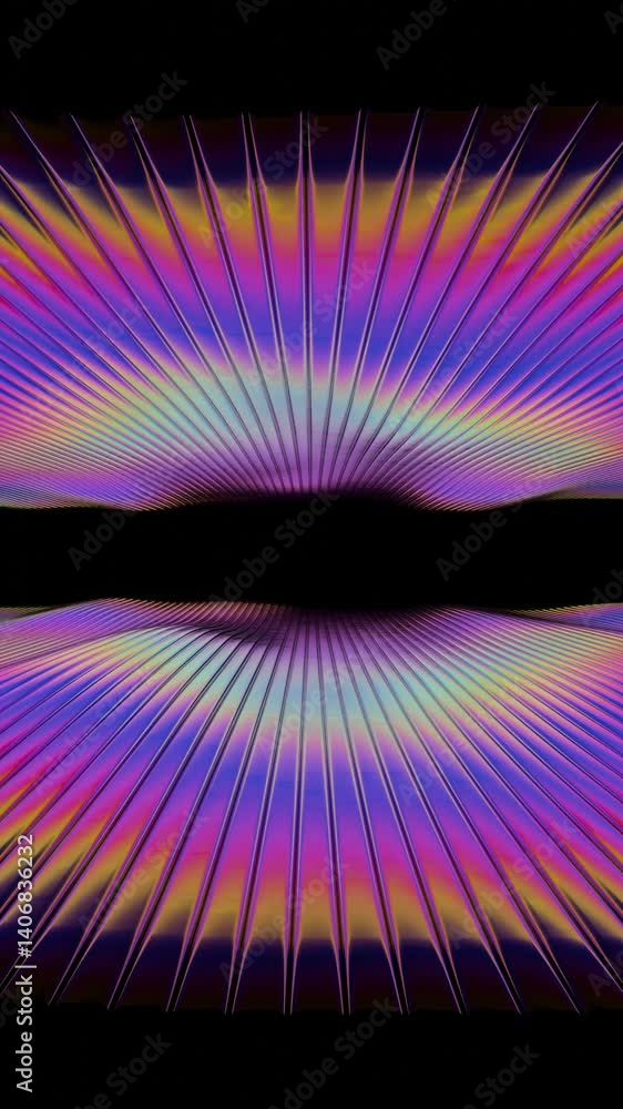 Aufkleber vibrant rainbow lines radiate across a dark background, forming a fluid wave-like surface with brigh