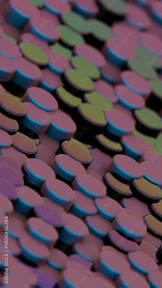Fototapete vibrant pink and blue discs arranged in a dynamic 3d pattern, forming a modern geometric composition