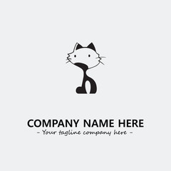 Cat illustration black and white for logo company vector image