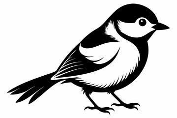 chickadee silhouette line art vector illustration