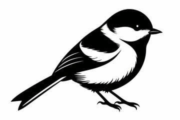 chickadee silhouette line art vector illustration