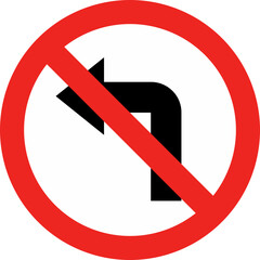 Traffic Signs and Rules 1  Prohibited Turn Left Roadsign