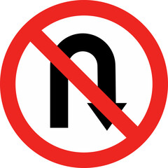 Traffic Signs and Rules 1  Prohibited U-Turn Road Symbol