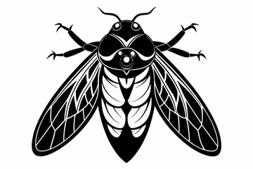 cicada silhouette line art vector illustration