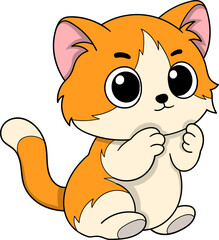 Cute Orange Cartoon Cat Sitting Sticker Illustration