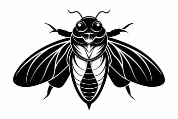 cicada silhouette line art vector illustration