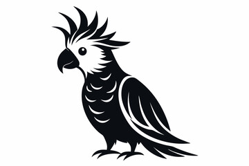cockatoo silhouette line art vector illustration