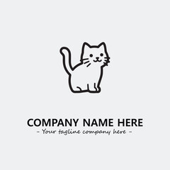 Cat illustration black and white for logo company vector image