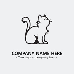 Cat illustration black and white for logo company vector image