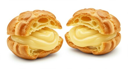 Cream Filled Pastry on White Background