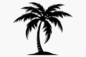 coconut tree silhouette line art vector illustration