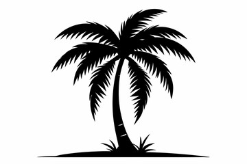 coconut tree silhouette line art vector illustration