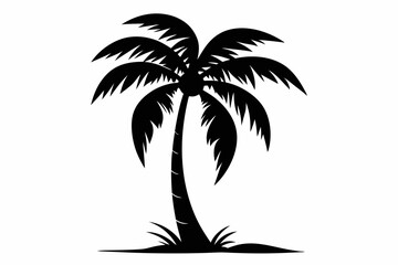 coconut tree silhouette line art vector illustration