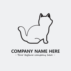 Cat illustration black and white for logo company vector image
