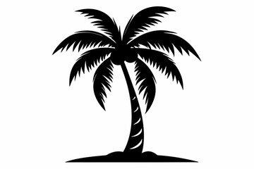 coconut tree silhouette line art vector illustration