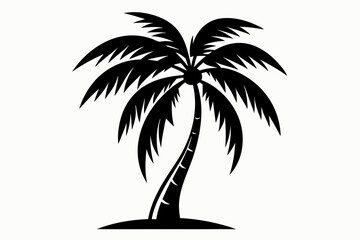 coconut tree silhouette line art vector illustration