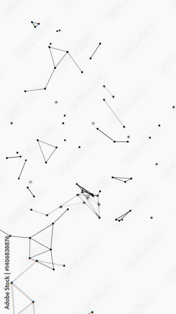 Aufkleber Delicate lines and nodes form an abstract floating network on a white background, blending illusions and technology in a minimal, futuristic design.