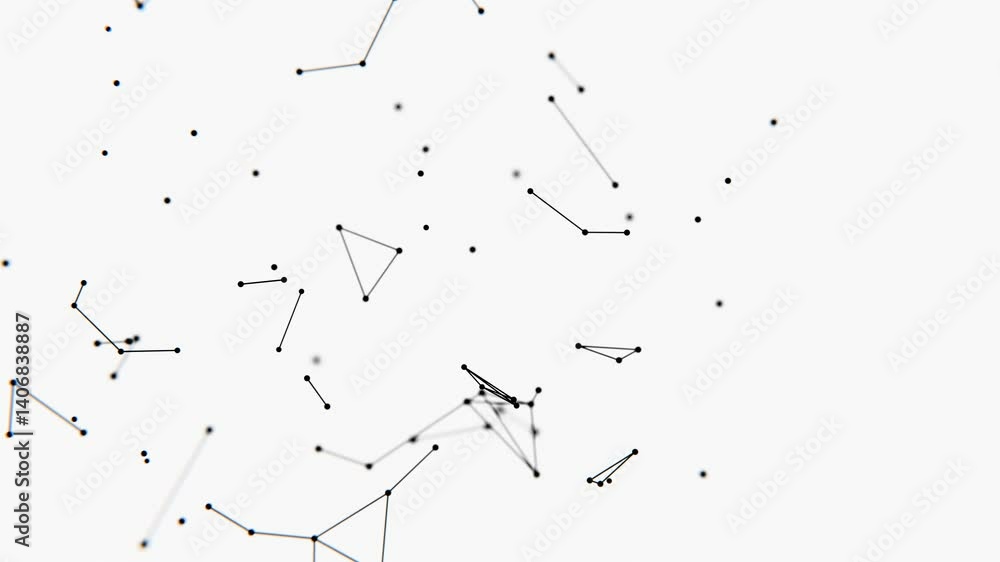 Fototapete Delicate lines and nodes form an abstract floating network on a white background, blending illusions and technology in a minimal, futuristic design.
