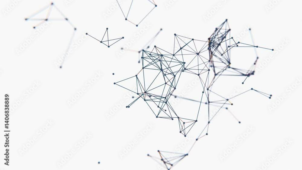 Leinwandbilder Delicate lines and nodes form an abstract floating network on a white background, blending illusions and technology in a minimal, futuristic design.