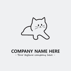 Cat illustration black and white for logo company vector image