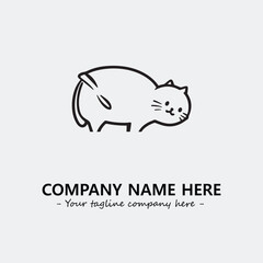 Cat illustration black and white for logo company vector image