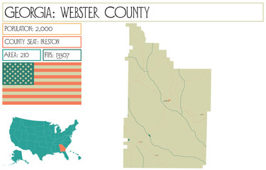Obraz premium Large and detailed map of Webster County in Georgia USA.