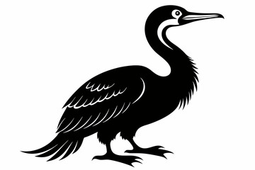cormorant silhouette line art vector illustration