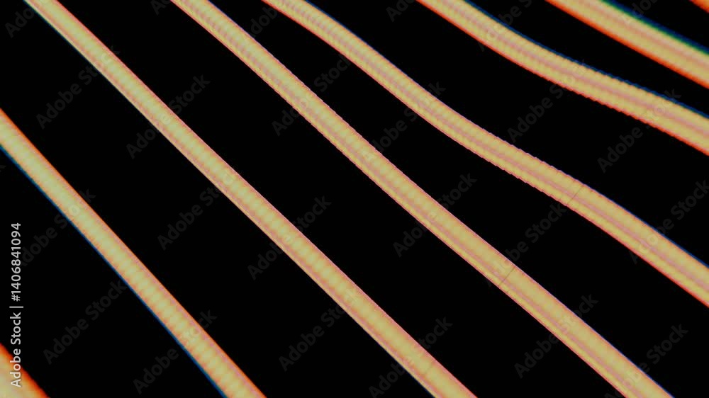 Poster Strings of purple spheres form a flowing wave pattern on a black background, blending illusions and technology into a dynamic, futuristic design.