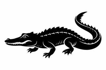 crocodile silhouette line art vector illustration
