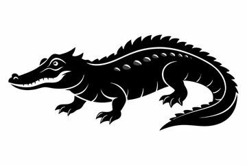 crocodile silhouette line art vector illustration