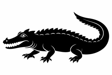 crocodile silhouette line art vector illustration
