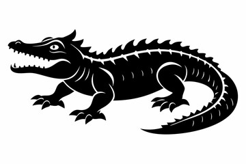 crocodile silhouette line art vector illustration