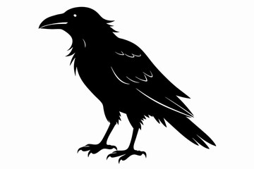 crow silhouette line art vector illustration