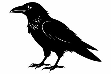 crow silhouette line art vector illustration