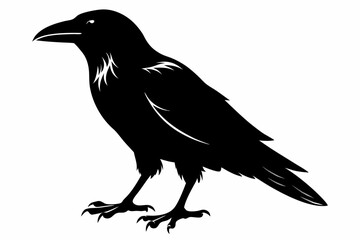 crow silhouette line art vector illustration