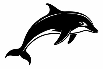 dolphin silhouette line art vector illustration