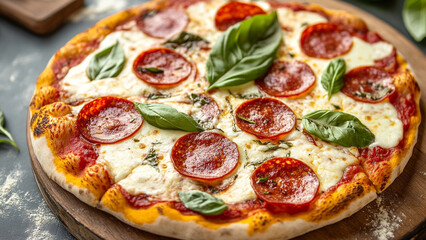 Delicious Pepperoni Pizza A Rustic Savory Delight
