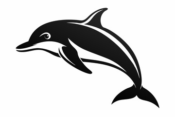 dolphin silhouette line art vector illustration