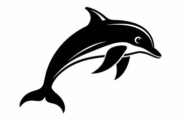 dolphin silhouette line art vector illustration