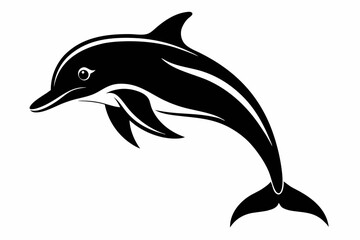 dolphin silhouette line art vector illustration