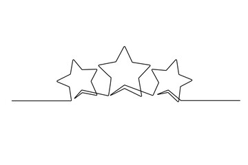Three Stars One Line Drawing Isolated on White