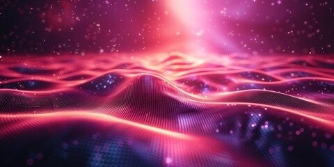 Obraz premium Abstract digital landscape of undulating, glowing hills.