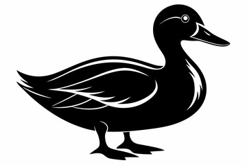 duck silhouette line art vector illustration