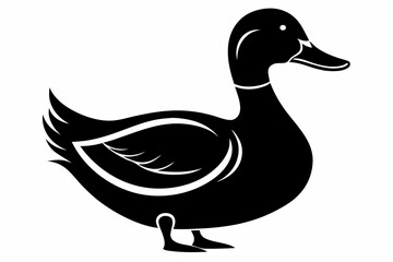 duck silhouette line art vector illustration