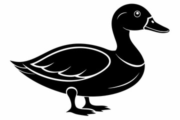 duck silhouette line art vector illustration