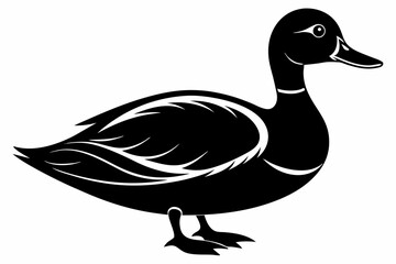 duck silhouette line art vector illustration