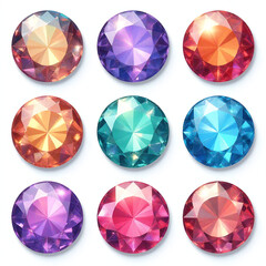 Sparkling gemstone stickers, round decorative embellishments, vibrant accessory collection