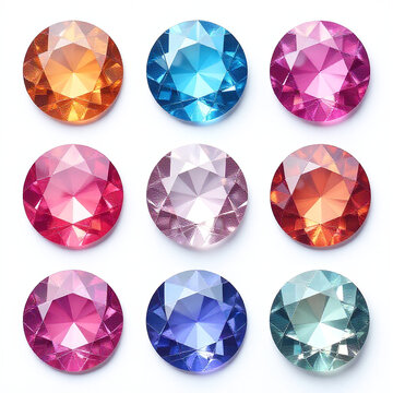 Colorful jewel stickers, round glossy crystals, craft accessory decoration design
