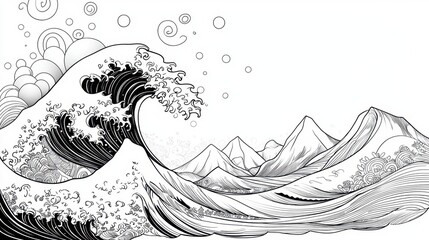 Fototapeta premium Elegant Black And White Wave Design